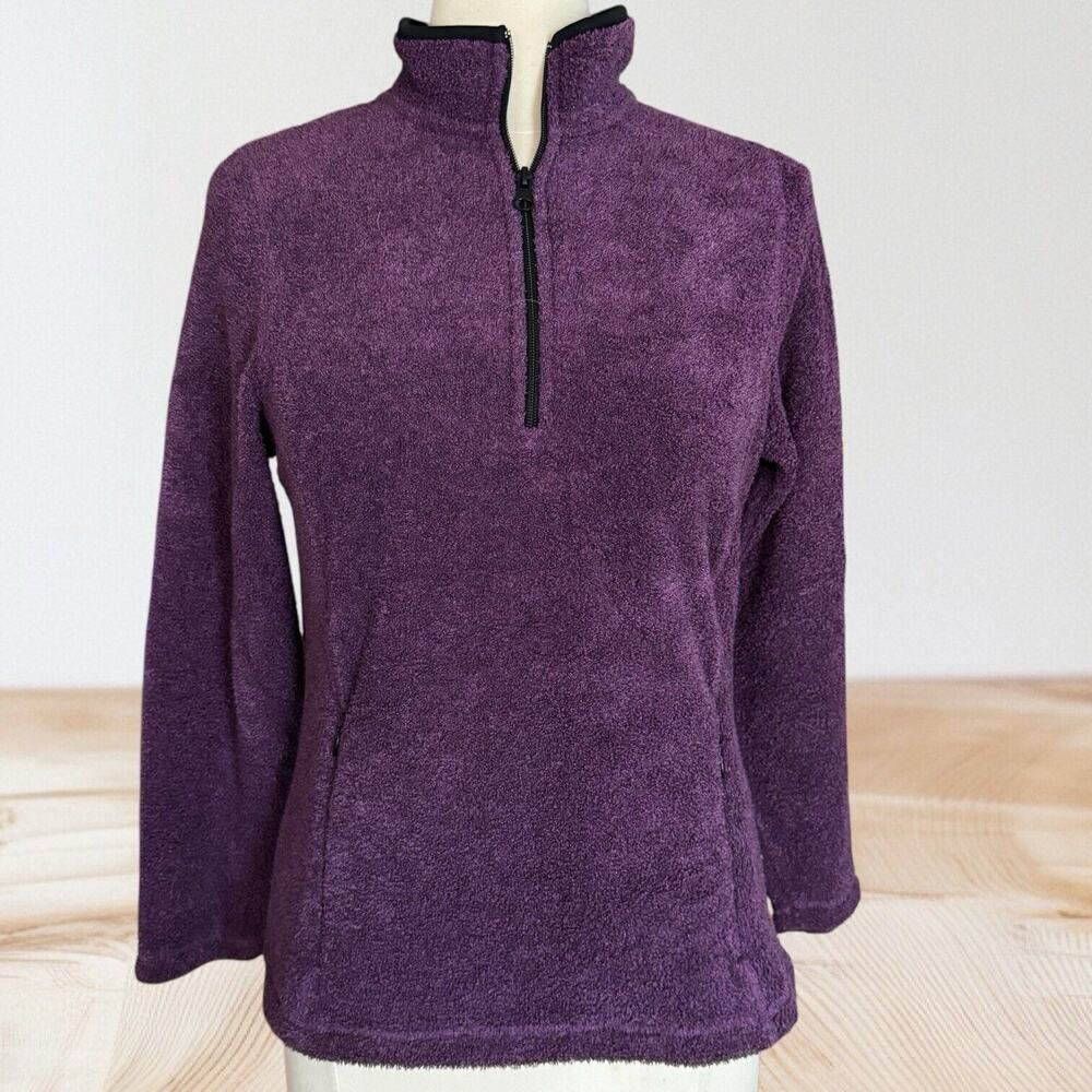 ALPS Deep Pile Purple‎ Fleece 1/4 Zip Sweater Top Sz S Womens Ski Board Outdoors